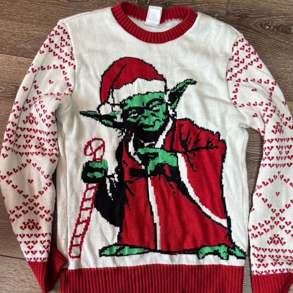 Yoda Christmas Sweater - Red & Green unisex medium